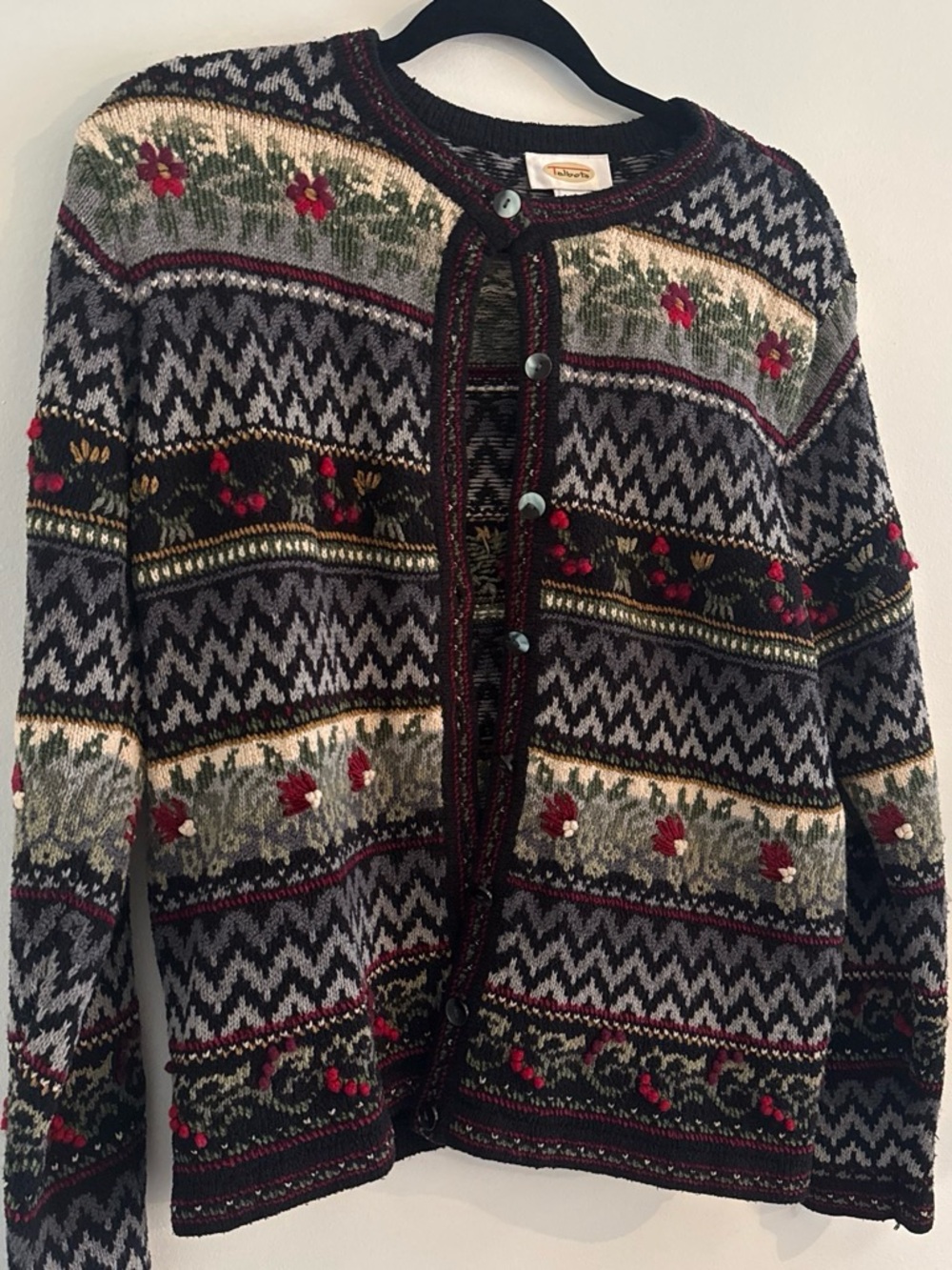 Floral Fair Isle Button-Up Cardigan - Multicolor